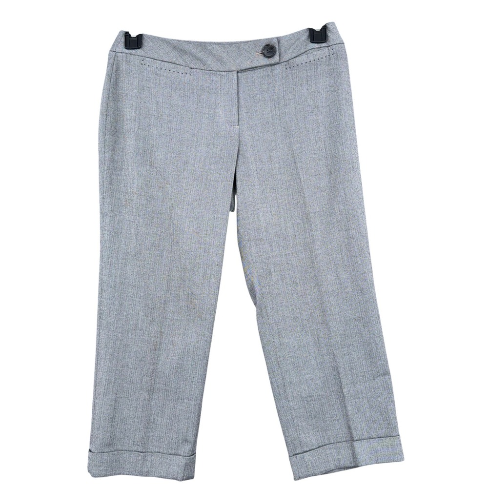 Ann Taylor LOFT Julie Cropped Pants Women 4P Herringbone Gray
